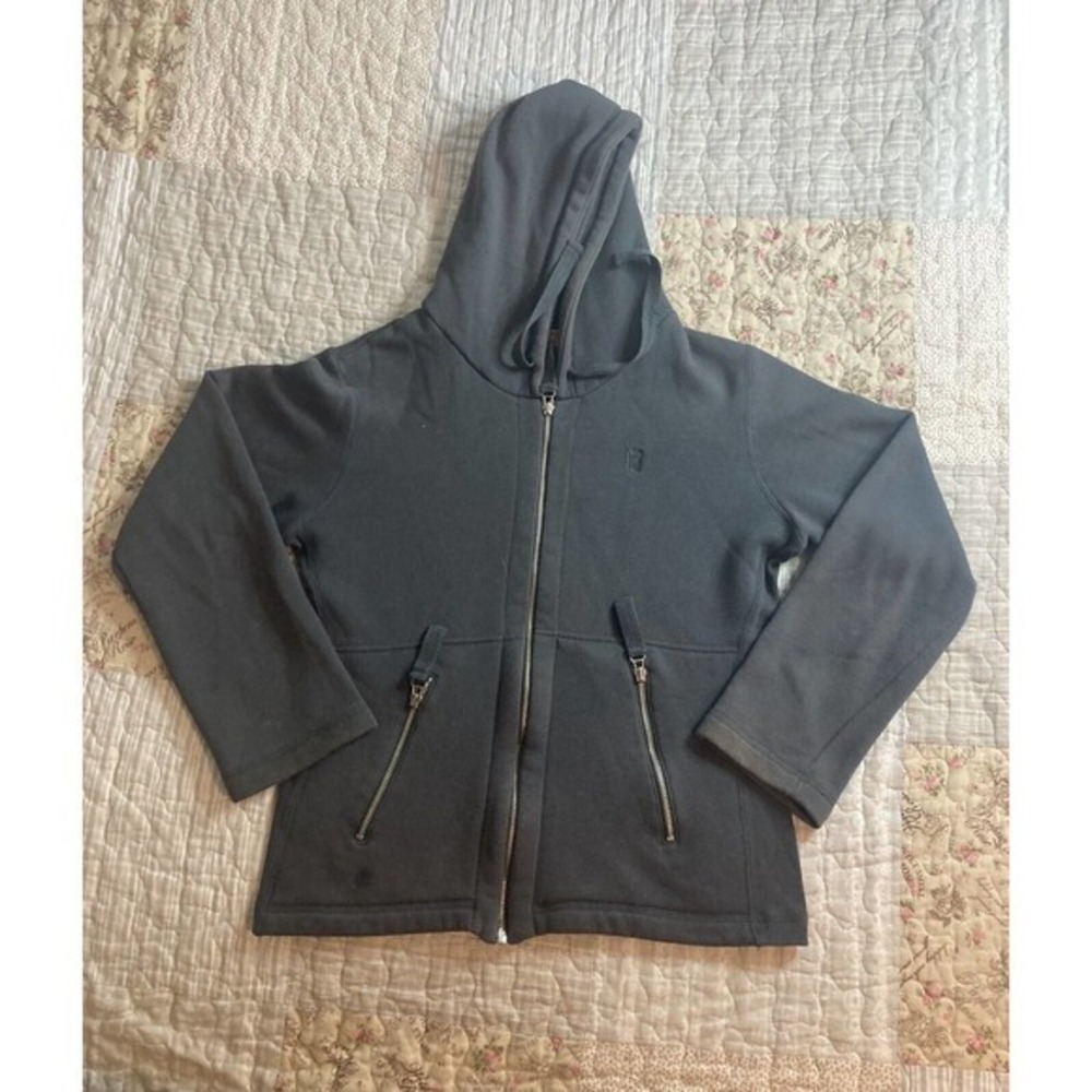 Fiorucci Sweater Womens Medium‎ Gray Jacket Sweatshirt Hoodie Full Zip *